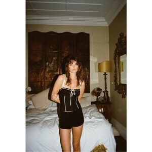 With Jean Black and White Women's Top